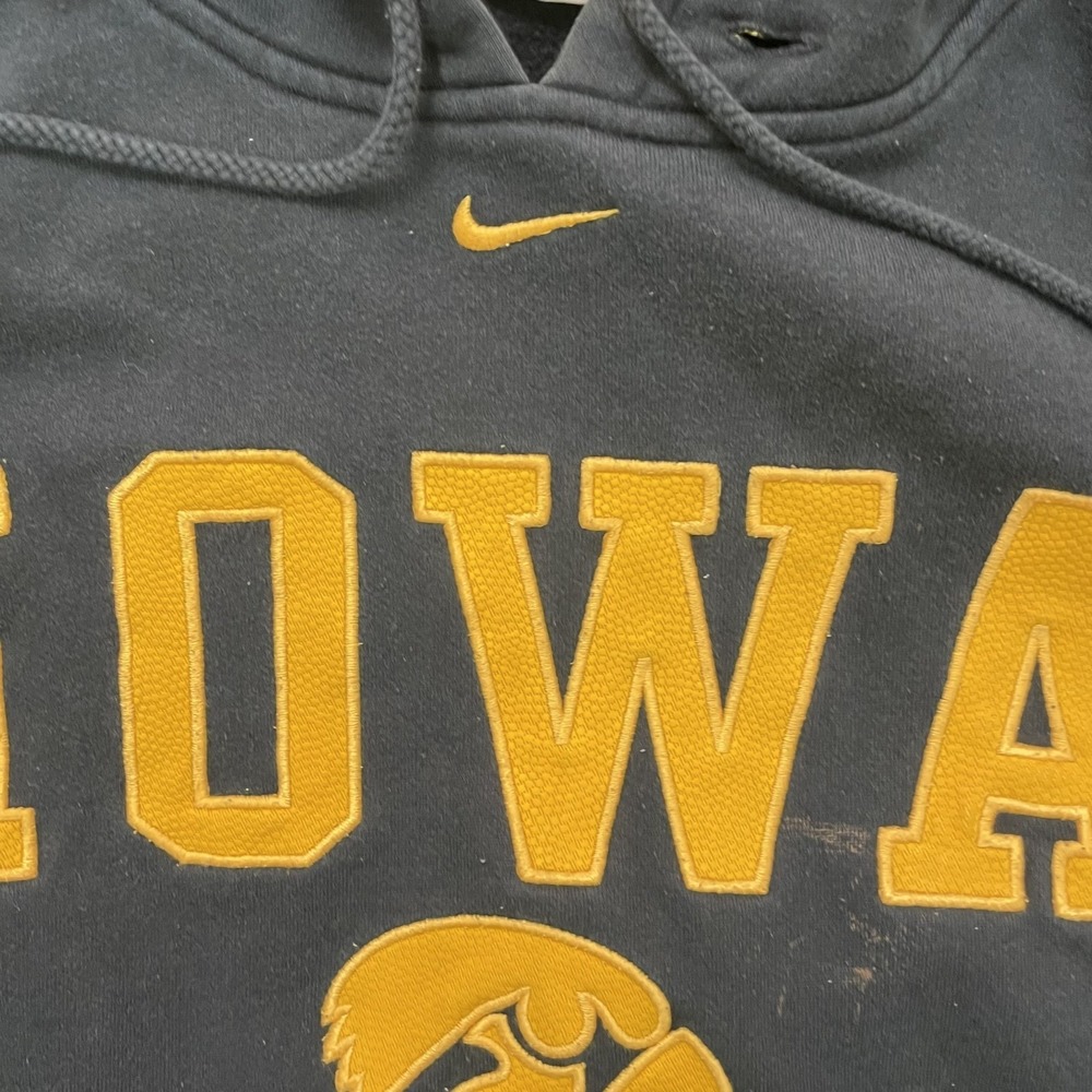 vintage Nike Iowa Hawkeyes black and yellow pullover hoodie men medium 2000s y2k - Picture 3 of 14
